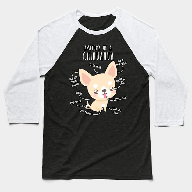 Chihuahua Anatomy Baseball T-Shirt by Psitta